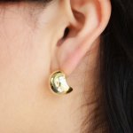 Sterling Silver Gold Vermeil Dome Stud Earrings (ST-1659)