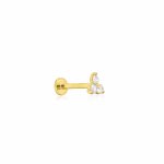 14K Yellow Gold CZ Cluster Prong Flat Screwbback Single Piece (GE-14-1049)