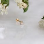 14K Yellow Gold CZ Cluster Prong Flat Screwbback Single Piece (GE-14-1049)