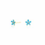 Sterling Silver Gold Vermeil Mini Flower CZ Studs (ST-1644)