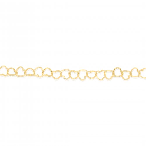 10K Yellow Gold Heart Chain By inch 3mm (PERM-HE-040-10)