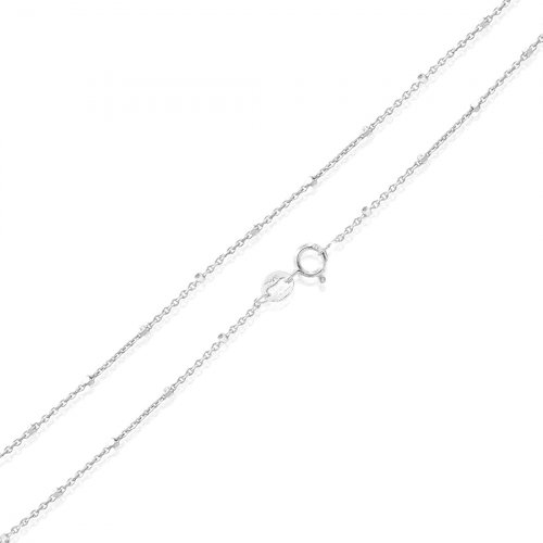 Silver Rhodium Plated Fancy Chain Assorted Ball and Bar Chain (ROLO-30-2C-RH) 1.3mm