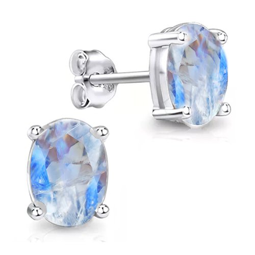 Silver Oval CZ Stud Birthstone Earrings (ST-1339-JUN)