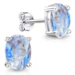 Silver Oval CZ Stud Birthstone Earrings (ST-1339-JUN)