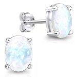 Silver Oval CZ Stud Birthstone Earrings (ST-1339-OCT)