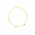 10K Yellow Gold Double Strands Hearts Bracelet (GB-10-1129)