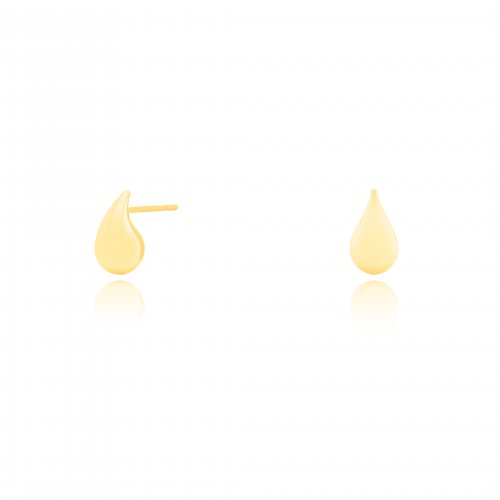 10K Yellow Gold Chunky 12mm Tear Drop Stud Earrings (GE-10-1118)