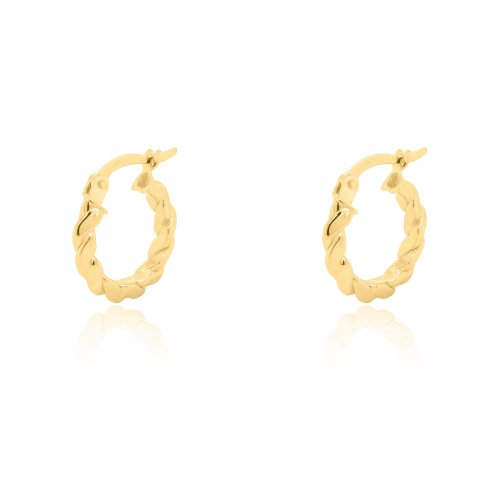 10K Yellow Gold Twisted Rope Huggies Earrings (GHUG-10-1032)