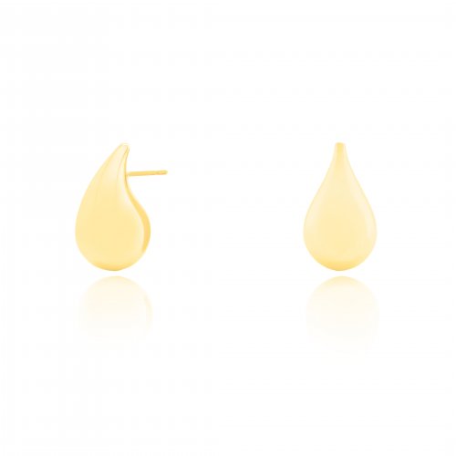 10K Yellow Gold Chunky 18mm Tear Drop Stud Earrings (GE-10-1119)