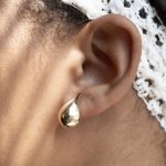 10K Yellow Gold Chunky 18mm Tear Drop Stud Earrings (GE-10-1119)