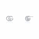 Sterling Silver Designer Inspired Guςςi Pave CZ Studs Earrings (ST-1663)