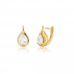 Sterling Silver Pear CZ Leverback Earrings (LB-1017)