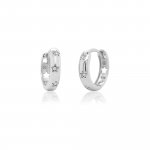 Sterling Silver CZ Star Setting Huggies Earrings (HUG-1141)