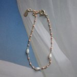 Sterling Silver Gold Vermeil Enamel and Freshwater Pearl Bracelet (BR-1430)