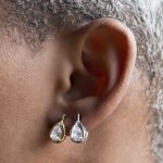 Sterling Silver Pear CZ Leverback Earrings (LB-1017)