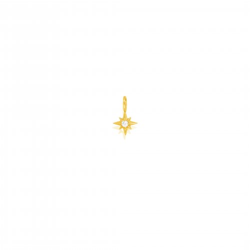 10K Yellow Gold Dainty CZ Sunburst Star Permanent Jewellery Charm (PERM-C-0003)