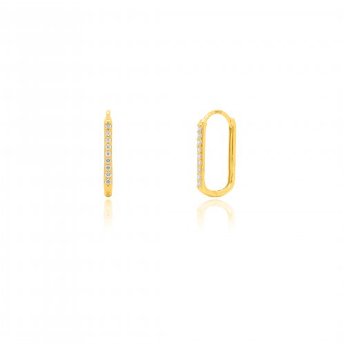 10K Yellow Gold CZ Paperclip Huggies Earrings (GHUG-10-1034)