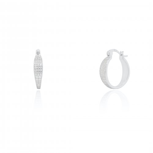 Sterling Silver Pave CZ Huggies Earrings (HUG-1144)