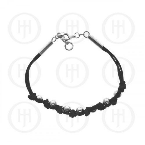 Silver Leather Bracelet inspired by LinksofLondon (LOL-1002B)