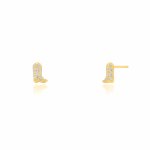 Sterling Silver Pave CZ Cowboy Boots Stud Earrings (ST-1667)