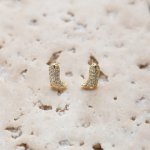 Sterling Silver Pave CZ Cowboy Boots Stud Earrings (ST-1667)