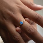 Sterling Silver Gold Vermeil CZ Blue Opal Ring (R-1646)