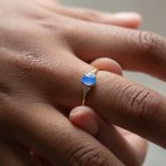 Sterling Silver Gold Vermeil CZ Blue Opal Ring (R-1646)