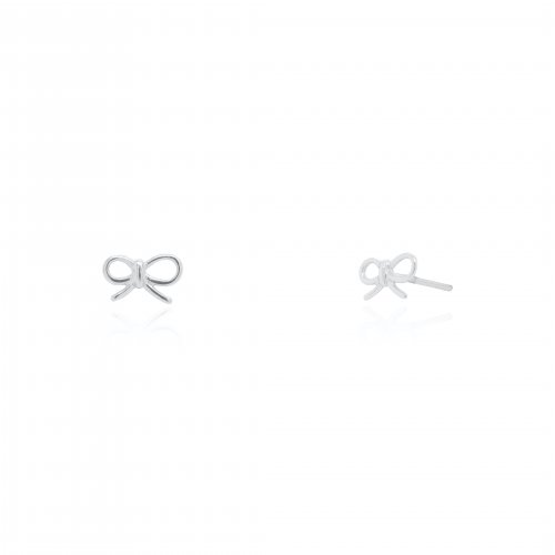 Sterling Silver Dainty Ribbon Bow Stud Earrings (ST-1669)