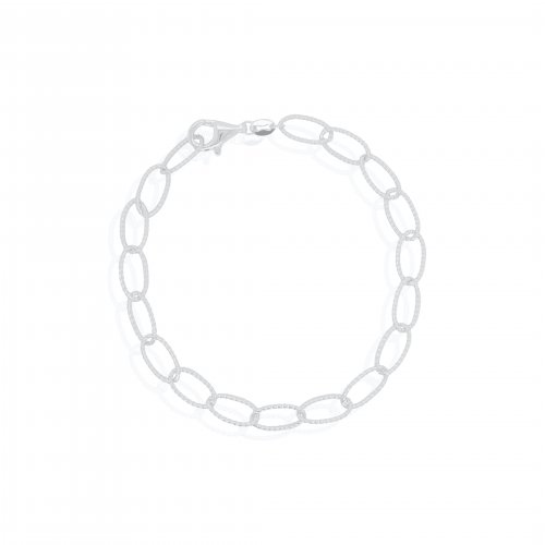 Sterling Silver Ribbed Links Bracelet (BR-1434)