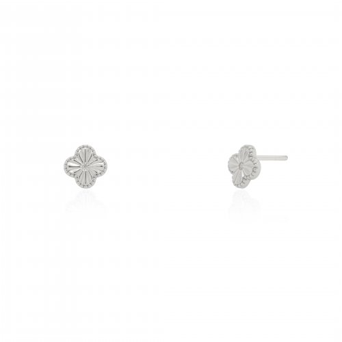 Sterling Silver Designer Inspired Vân Cleef Center CZ Stud Earrings (ST-1668)