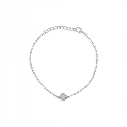 Sterling Silver Designer Inspired Vân Cleef Center CZ Bracelet (BR-1435)