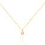 Sterling Silver Gold Vermeil White Opal Necklace (N-1585)