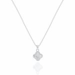 Sterling Silver Designer Inspired Vân Cleef Center CZ Necklace (N-1586)