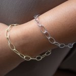 Sterling Silver Ribbed Links Bracelet (BR-1434)