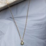 Sterling Silver Gold Vermeil White Opal Necklace (N-1585)