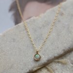 Sterling Silver Gold Vermeil White Opal Necklace (N-1585)