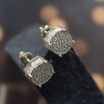 Sterling Silver Round Pave CZ Screwback Earrings (ST-1662)