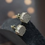 Sterling Silver Round Pave CZ Screwback Earrings (ST-1662)