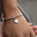 Sterling Silver Designer Inspired Tiffâny Enamel Heart Beaded Bracelet (BR-1431)