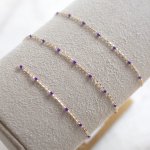 10K Yellow Gold Transparent Purple Enamel Bead by inch 1.3mm (PERM-ENPU-030-10)