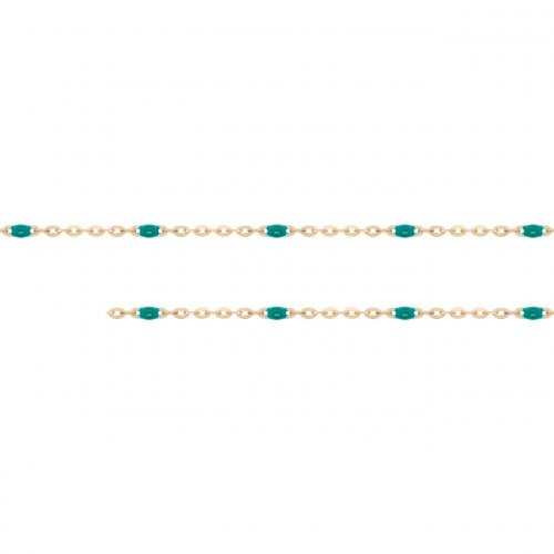 10K Yellow Gold Transparent Green Enamel Bead by inch 1.3mm (PERM-ENG-030-10)