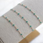 10K Yellow Gold Transparent Green Enamel Bead by inch 1.3mm (PERM-ENG-030-10)