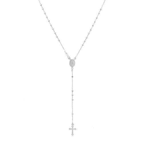 Sterling Silver Rosary Religious Pendant Necklace 2mm (ROS-1015)