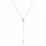 Sterling Silver Rosary Religious Pendant Necklace 2mm (ROS-1015)