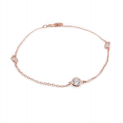 Sterling Silver Rosegold Plated Designer Inspired Tiffâny CZ by the Yard Bracelet (BR-1445)