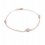 Sterling Silver Rosegold Plated Designer Inspired Tiffâny CZ by the Yard Bracelet (BR-1445)