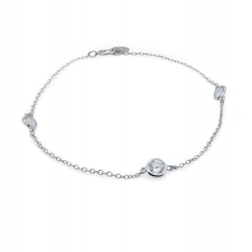 Sterling Silver Rhodium Plated Designer Inspired Tiffâny CZ by the Yard Bracelet (BR-1443)