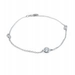 Sterling Silver Rhodium Plated Designer Inspired Tiffâny CZ by the Yard Bracelet (BR-1443)