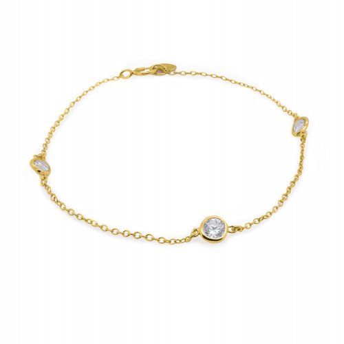 Sterling Silver Gold Vermeil Designer Inspired Tiffâny CZ by the Yard Bracelet (BR-1444)