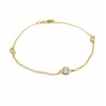 Sterling Silver Gold Vermeil Designer Inspired Tiffâny CZ by the Yard Bracelet (BR-1444)